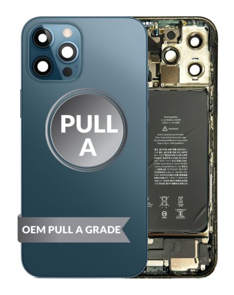 iPhone 12 Pro Max Back Housing w/Small Parts & Battery (PACIFIC BLUE) (OEM Pull A Grade)