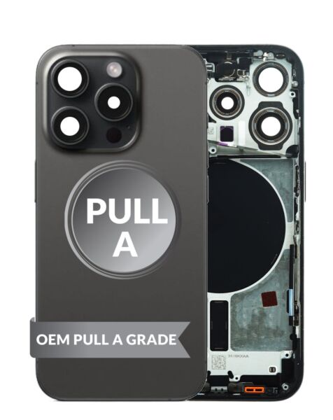 iPhone 15 Pro Back Housing w/Small Parts (BLACK TITANIUM) (OEM Pull A Grade)