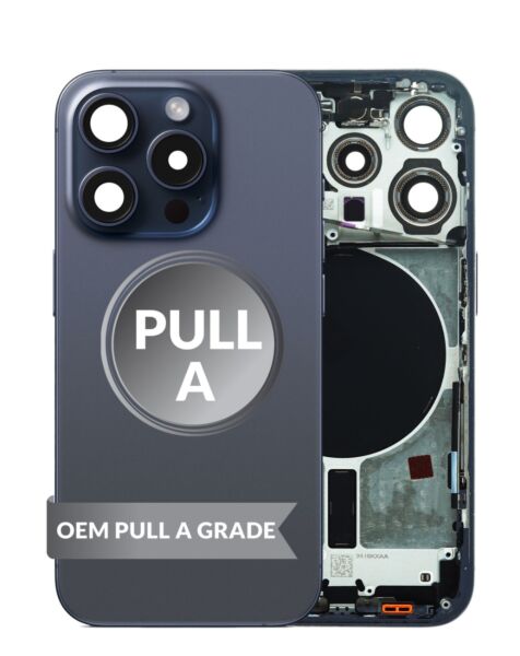 iPhone 15 Pro Back Housing w/Small Parts (BLUE TITANIUM) (OEM Pull A Grade)