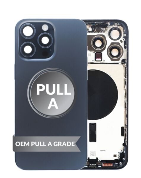 iPhone 15 Pro Max Back Housing w/Small Parts (TITANIUM BLUE) (OEM Pull A Grade)