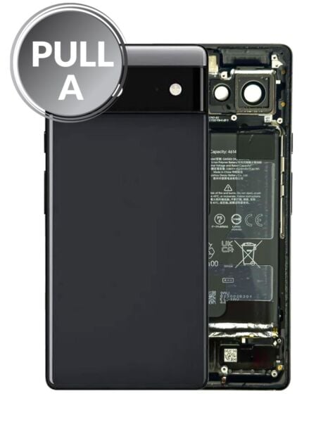 Google Pixel 6 Back Housing Frame w/ Small Components Pre-Installed (BLACK) (OEM Pull A Grade)