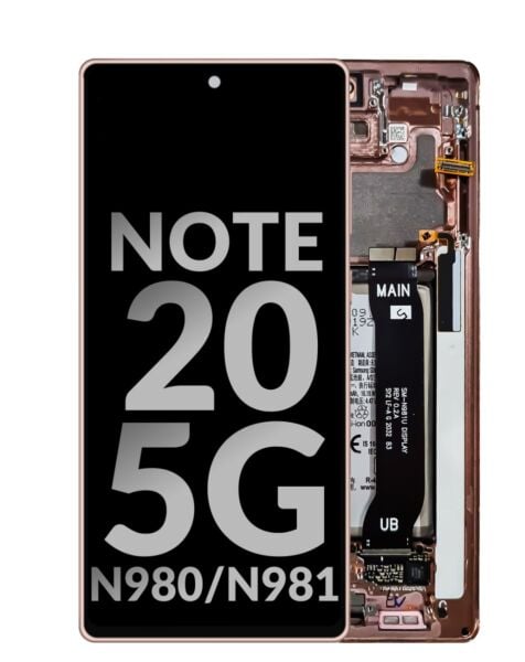 Galaxy Note 20 5G (N980 / N981) OLED Assembly w/Frame & Small Parts (MYSTIC BRONZE) (OEM Pull D Grade)