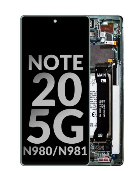 Galaxy Note 20 5G (N980 / N981) OLED Assembly w/Frame & Small Parts (MYSTIC GREEN) (OEM Pull C Grade)