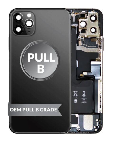 iPhone 11 Pro Max Back Housing w/ Small Parts & Battery (BLACK) (OEM PULL B GRADE)