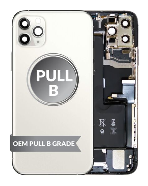 iPhone 11 Pro Max Back Housing w/ Small Parts & Battery (WHITE) (OEM Pull B Grade)
