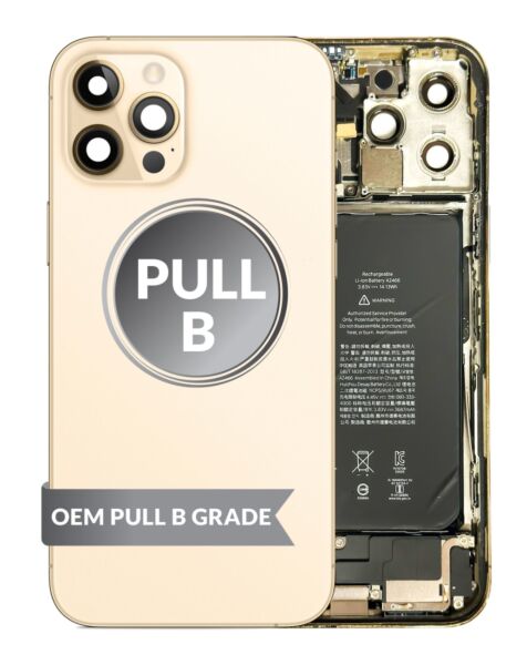 iPhone 12 Pro Max Back Housing w/Small Parts & Battery (GOLD) (OEM Pull B Grade)