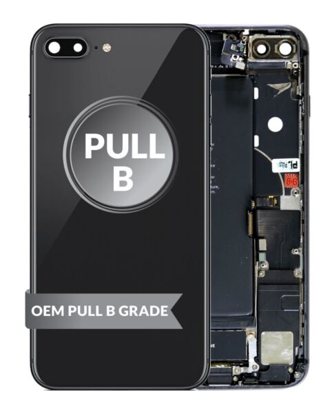 iPhone 8 Plus Back Housing w/ Small Parts & Battery (BLACK) (OEM Pull B Grade)