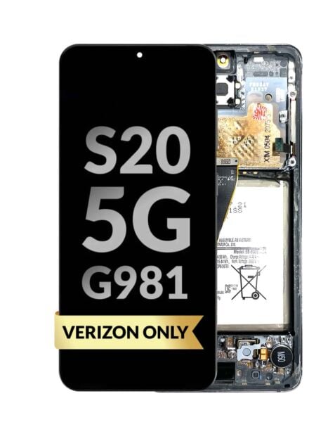 Galaxy S20 5G (G981) OLED Assembly w/ Frame (Verizon Version) (COSMIC GRAY) (OEM Pull C Grade)