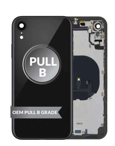 iPhone XR Back Housing w/ Small Parts (BLACK) (OEM Pull B Grade)