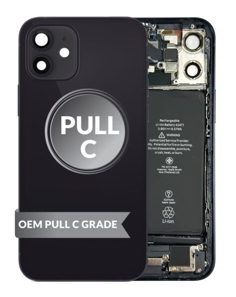 iPhone 12 Mini Back Housing w/ Small Parts & Battery (BLACK) (OEM Pull C Grade)
