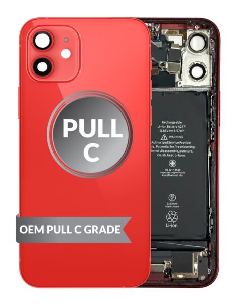 iPhone 12 Mini Back Housing w/ Small Parts & Battery (RED) (OEM Pull C Grade)