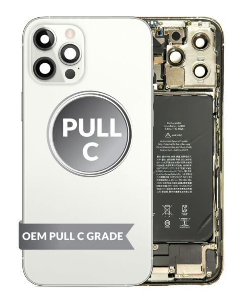 iPhone 12 Pro Max Back Housing w/Small Parts & Battery (WHITE) (OEM Pull C Grade)