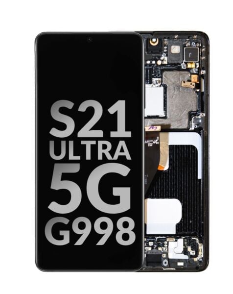 Galaxy S21 Ultra 5G G998 OLED Assembly w/Frame & Small Parts (PHANTOM BLACK) (OEM Pull C Grade)