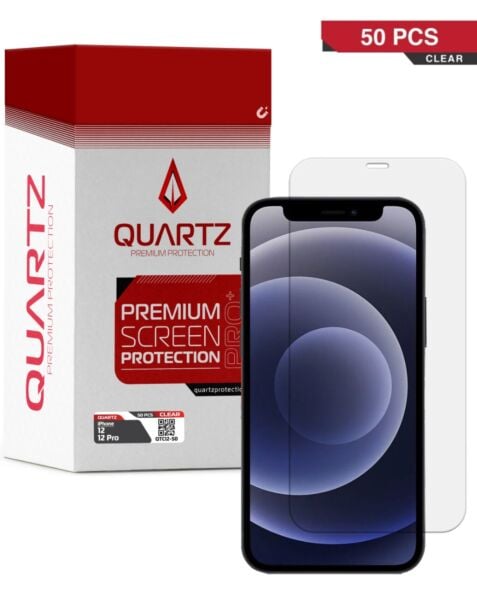 QUARTZ Clear Tempered Glass for iPhone 12 / 12 Pro (Pack of 50)
