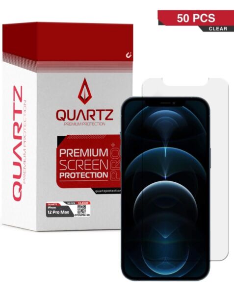 QUARTZ Clear Tempered Glass for iPhone 12 Pro Max (Pack of 50)