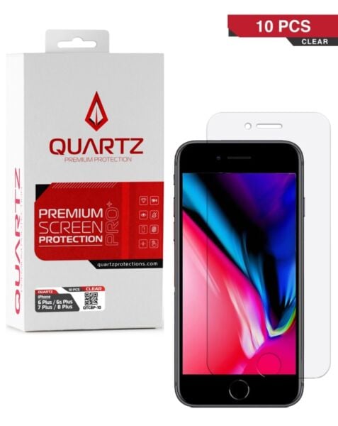 QUARTZ Clear Tempered Glass for iPhone 8 Plus / 7 Plus / 6s Plus / 6 Plus (Pack of 10)