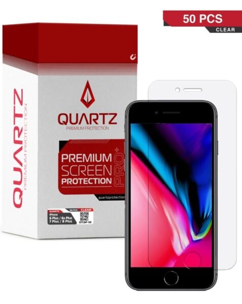 QUARTZ Clear Tempered Glass for iPhone 8 Plus / 7 Plus / 6s Plus / 6 Plus (Pack of 50)