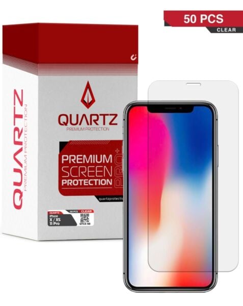 QUARTZ Clear Tempered Glass for iPhone X / XS / 11 Pro (Pack of 50)