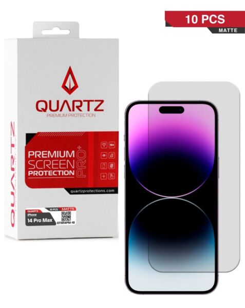 QUARTZ Matte Tempered Glass for iPhone 14 Pro Max (Pack of 10)