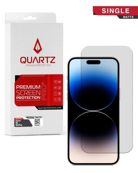 QUARTZ Matte Tempered Glass for iPhone 15 / 15 Pro (Single Pack)