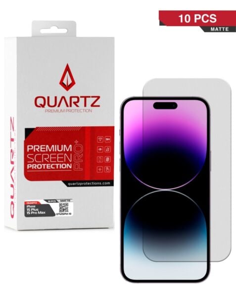 QUARTZ Matte Tempered Glass for iPhone 15 Plus / 15 Pro Max (Pack of 10)