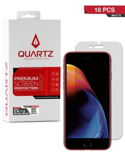 QUARTZ Matte Tempered Glass for iPhone SE 2022 / SE 2020 / 8 / 7 / 6s / 6 (Pack of 10)