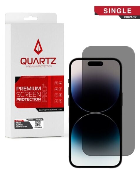 QUARTZ Privacy Tempered Glass for iPhone 15 Plus / 15 Pro Max (Single Pack)