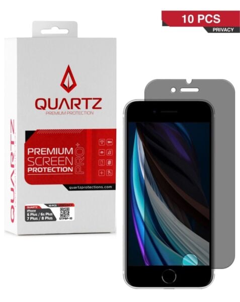 QUARTZ Privacy Tempered Glass for iPhone 8 Plus / 7 Plus / 6s Plus / 6 Plus (Pack of 10)