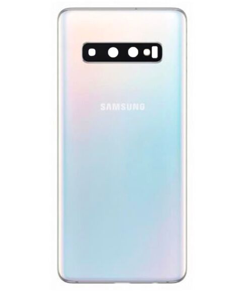 Galaxy S10 Back Glass w/ Camera Lens & Adhesive (PRISM WHITE) (Premium Service Pack)