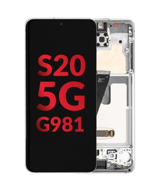 Galaxy S20 5G (G981) OLED Assembly w/ Frame (Verizon 5G UW Version) (CLOUD WHITE) (Aftermarket OLED)