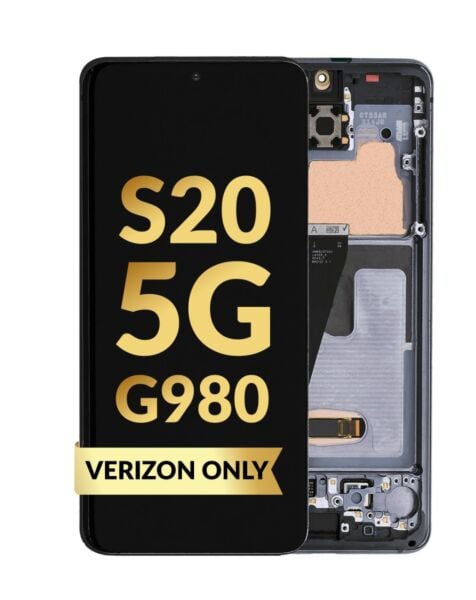 Galaxy S20 5G (G980) OLED Assembly w/ Frame (Verizon 5G UW Version) (COSMIC BLACK) (Premium / Refurbished)