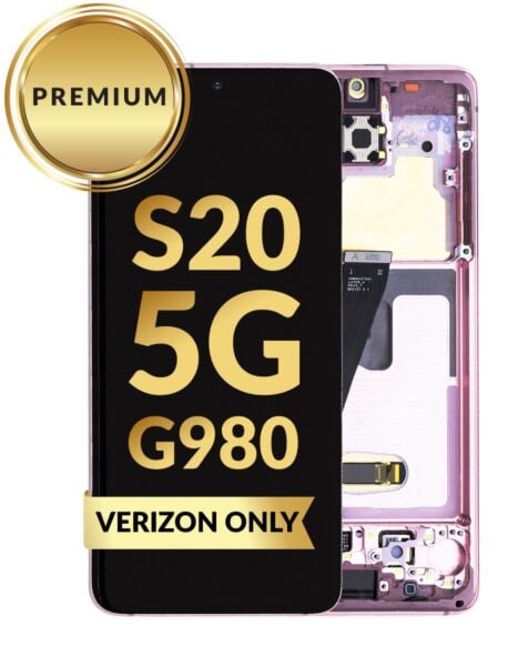 Galaxy S20 5G (G980) OLED Assembly w/ Frame (Verizon 5G UW Version) (CLOUD PINK) (Premium / Refurbished)