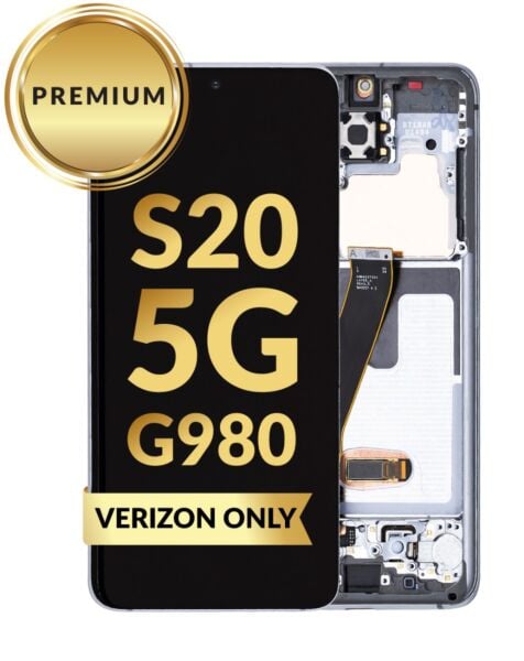 Galaxy S20 5G (G981) OLED Assembly w/ Frame (Verizon 5G UW Version) (CLOUD WHITE) (Premium / Refurbished)
