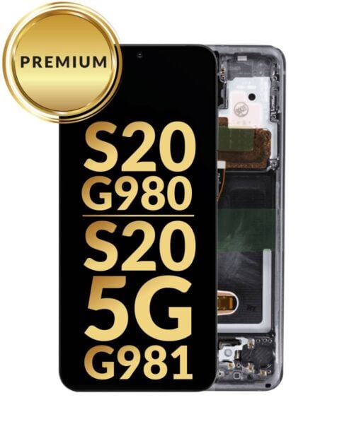 Galaxy S20 5G (G980/G981) OLED Assembly w/Frame (Not Compatible w/Verizon 5G UW Model) (COSMIC BLACK) (Premium/Refurbished)