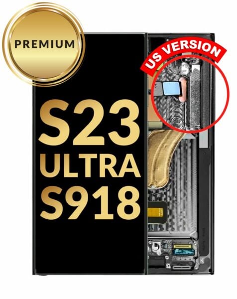 Galaxy S23 Ultra S918 Screen Assembly w/ Frame (PHANTOM BLACK) (Premium / Refurbished)