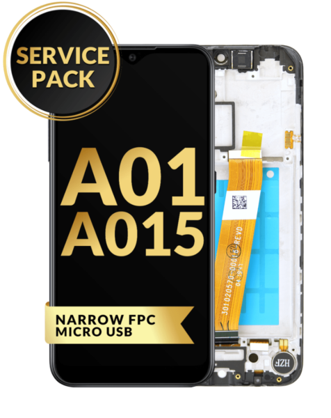 Galaxy A01 (A015F / DS / 2020) (EU Code) LCD Assembly w/ Micro Frame (BLACK) (Narrow FPC Connector) (Service Pack)