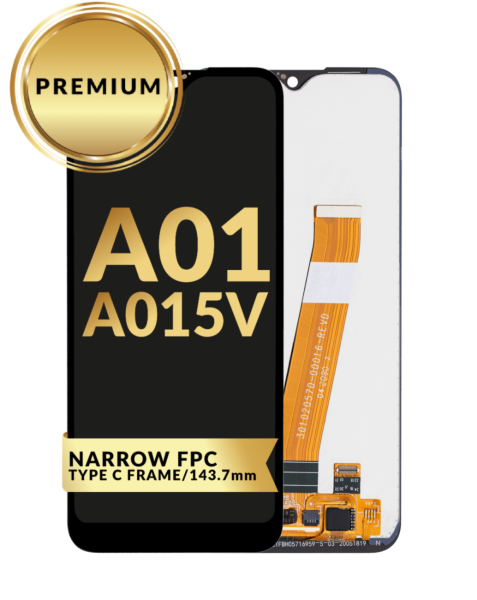 Galaxy A01 (A015V / 2020) LCD Assembly (BLACK) (Narrow FPC Connector) (for TYPE-C Frame / 143.7mm)