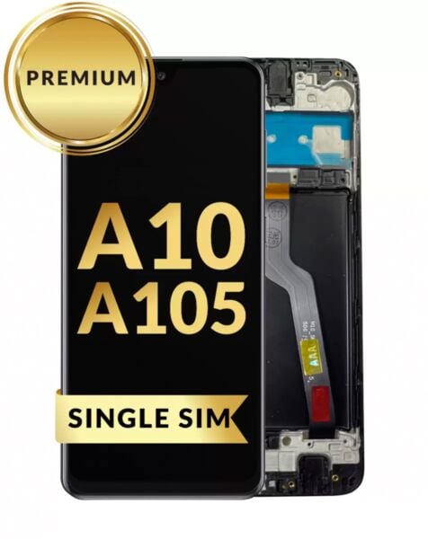 Galaxy A10 (A105 / 2019) LCD Assembly w/ Frame (BLACK) (Premium / Refurbished) (Single Sim Card)