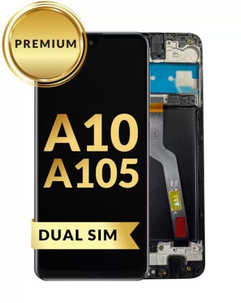 Galaxy A10 (A105 / 2019) LCD Assembly w/ Frame (BLACK) (Premium / Refurbished) (Dual Sim Card)