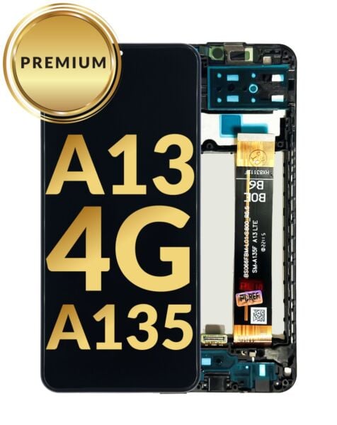 Galaxy A13 4G (A135 / 2022) LCD Assembly w/ Frame (BLACK) (Premium / Refurbished)