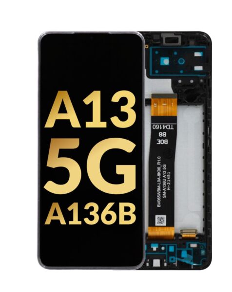 Galaxy A13 5G (A136B / 2022 ) OLED Assembly w/ Frame (BLACK) (Service Pack)