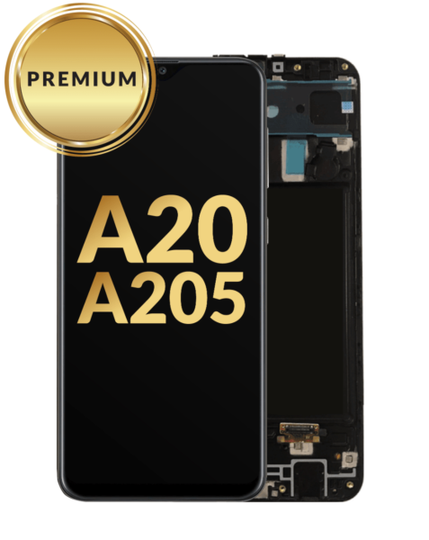 Galaxy A20 (A205 / 2019) OLED Assembly w/ Frame (BLACK) (Premium / Refurbished)