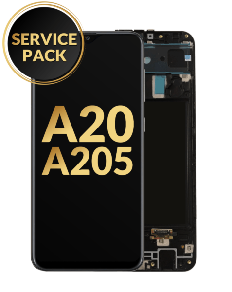Galaxy A20 (A205 / 2019) OLED Assembly w/ Frame (BLACK) (Service Pack)