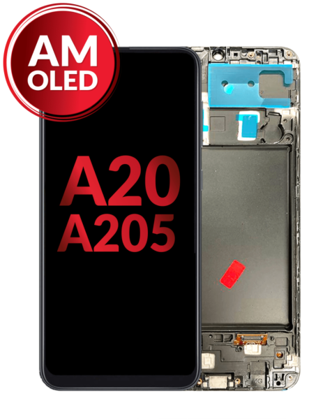 Galaxy A20 (A205 / 2019) OLED Assembly w/ Frame (BLACK) (Aftermarket OLED)
