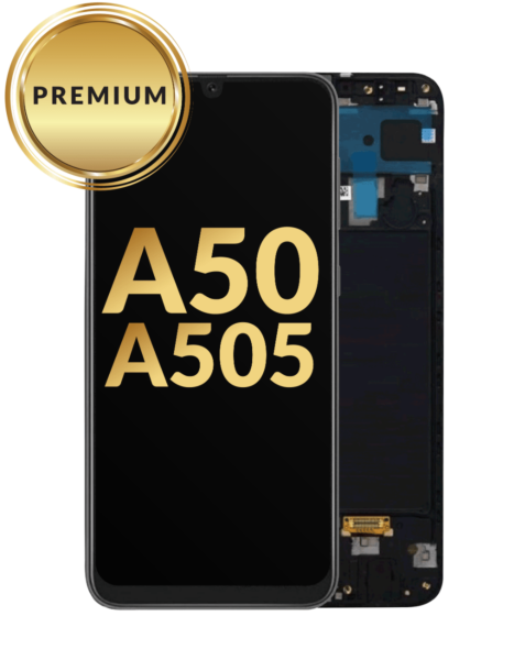 Galaxy A50 (A505 / 2019) OLED Assembly w/ Frame (BLACK) (Premium / Refurbished)