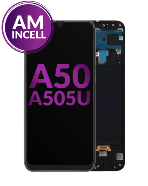 Galaxy A50 (A505U / 2019) LCD Assembly w/ Frame (BLACK) (Without Finger Print Sensor) (Aftermarket Incell)