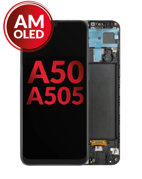 Galaxy A50 (A505 / 2019) OLED Assembly w/ Frame (BLACK) (Aftermarket OLED)