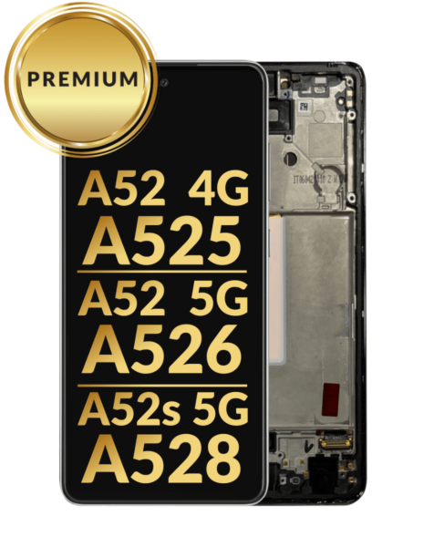 Galaxy A52 4G (A525/2021)/A52 5G (A526/2021)/A52s 5G (A528/2021) OLED Assembly w/Frame (AWESOME BLACK)
