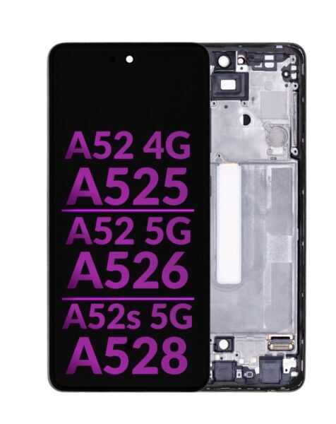 Galaxy A52 4G (A525 / 2021) / A52 5G (A526 / 2021) / A52s 5G (A528 / 2021) LCD Assembly w/ Frame (BLACK)