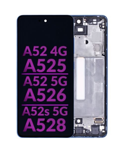 Galaxy A52 4G (A525 / 2021) / A52 5G (A526 / 2021) / A52s 5G (A528 / 2021) LCD Assembly w/ Frame (BLUE)